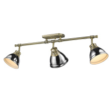 Golden 3602-3SF AB-CH - Yep by Golden Lighting Duncan 3-light Semi-Flush Mount in Aged Brass and Chrome shade
